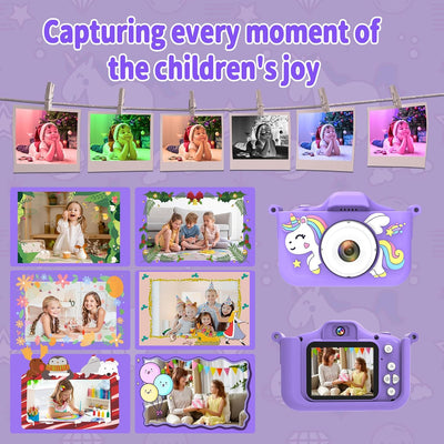 MYSTILUCK Kinderkamera, 1080P HD Digitalkamera für Kinder mit 2,0"-Bildschirm & 32GB-Karte, Fotoappa