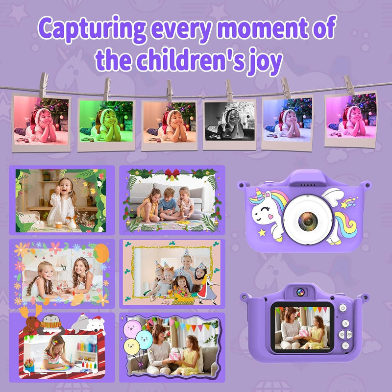 MYSTILUCK Kinderkamera, 1080P HD Digitalkamera für Kinder mit 2,0"-Bildschirm & 32GB-Karte, Fotoappa
