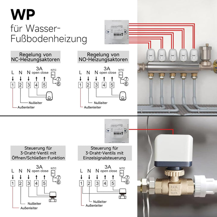 Beok Thermostat Heizung Smart, WiFi Thermostate Fussbodenheizung für Warmwasserbereitung Programmier