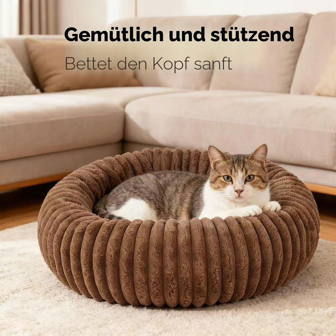 Flauschig Haustierbett Waschbar Hundebett Katzenbett Rund Donut Hundekorb Indoor Katzenkissen Katzen
