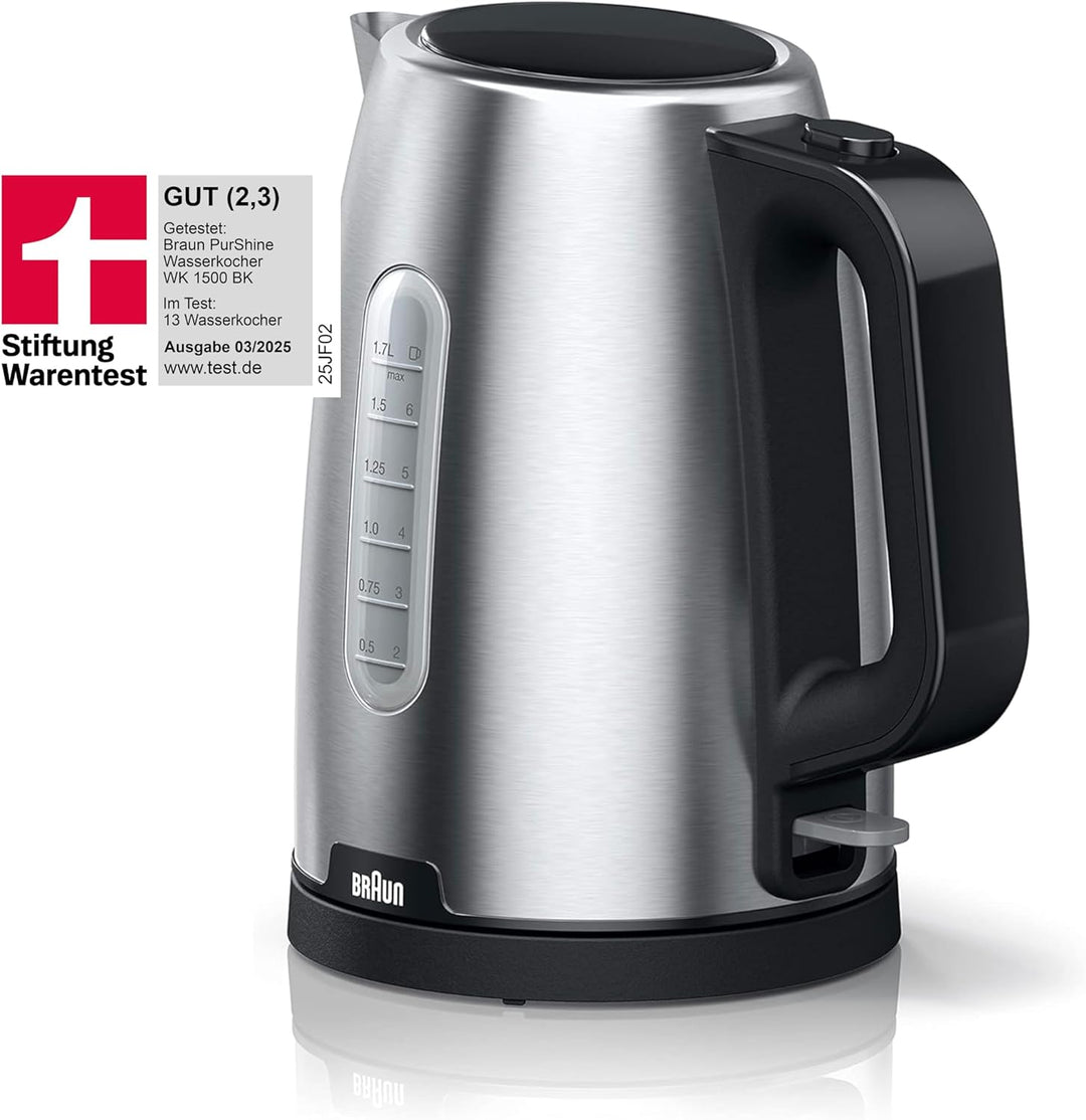Braun PurShine Wasserkocher WK1500 BK – Teekocher mit 360° Basis, Abschaltautomatik, 1,7 L Füllmenge