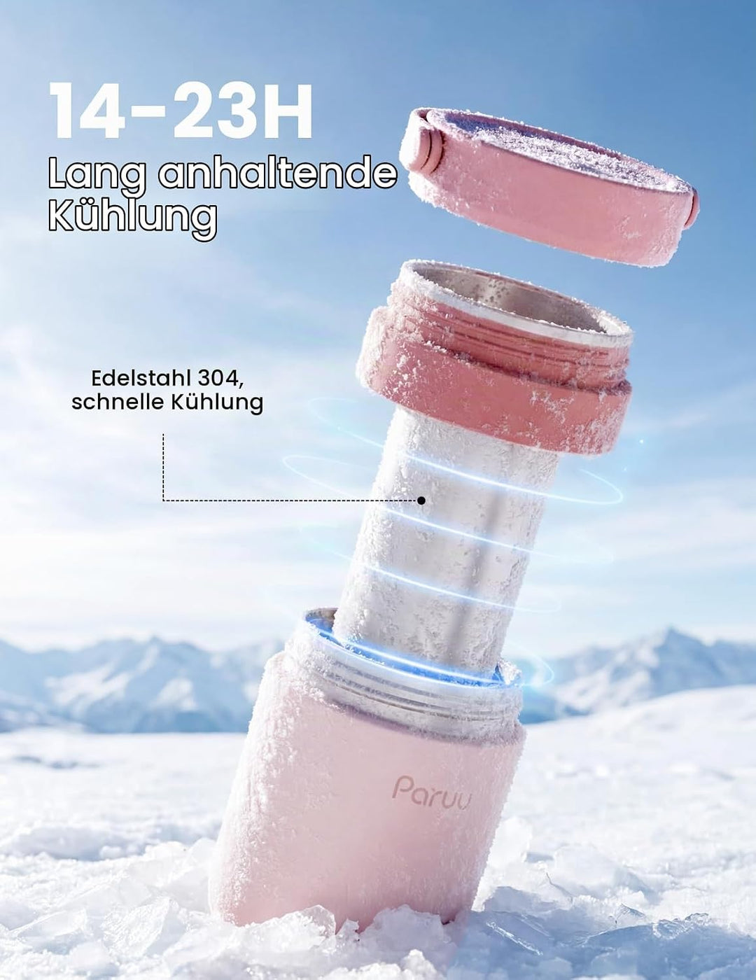 Paruu Tragbarer Muttermilchkühler für draussen, Muttermilch-Kühlflasche aus Edelstahl 304 für 14–23