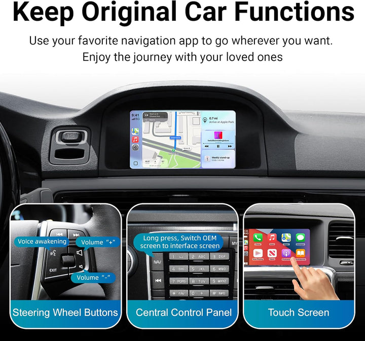 EZoneTronics Wireless CarPlay &amp; Android Auto Retrofit Kit Decoder Box für Volvo V40 V60 S60 XC60 V70