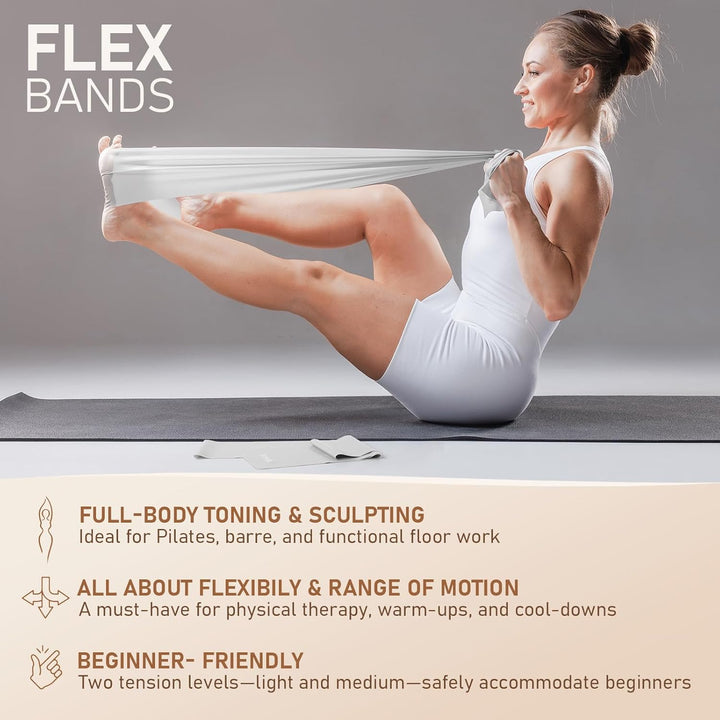Pilates Set | 15in/ 38cm Pilates Ringe mit 1x Klein Pilates Ball, 3X Widerstandsbänder und 2X Stretc