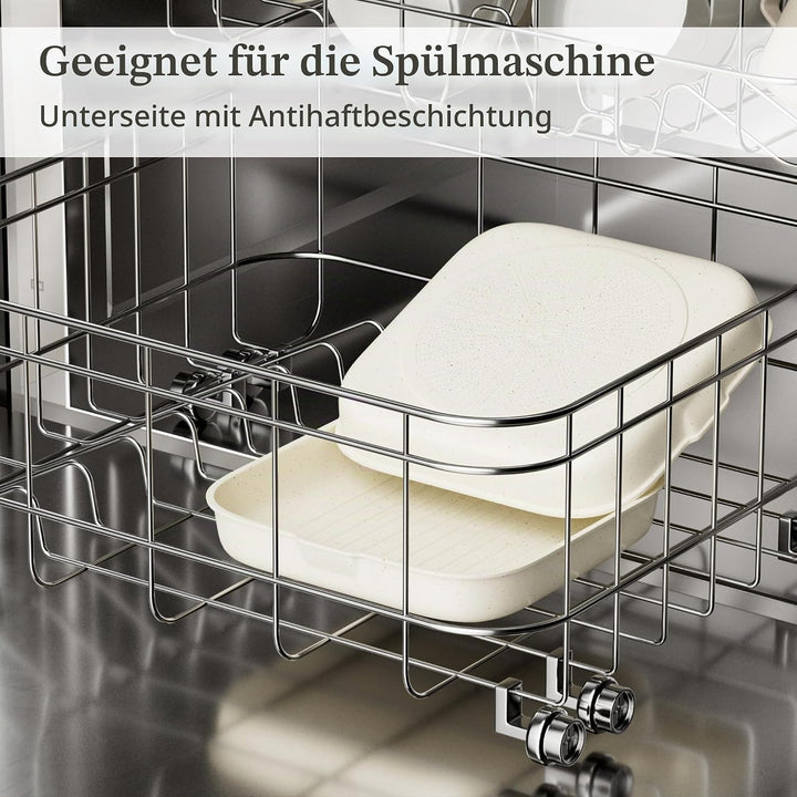 RIOVARM Grillpfanne Induktion 28 cm mit abnehmbaren Griffen, Antihaft Steakpfanne gerillt für alle H