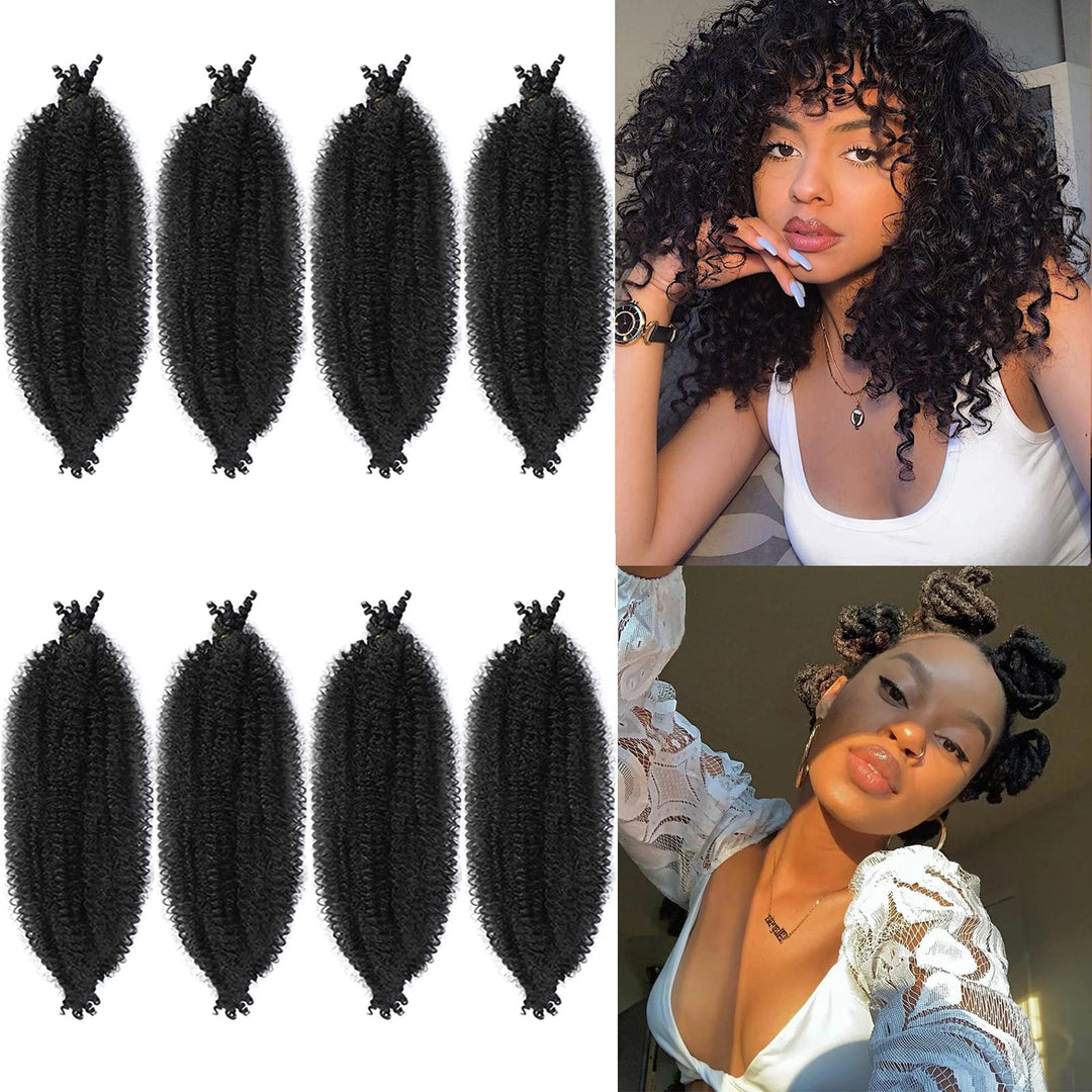 LPARMJIT Springy Afro Twist Haar 16 Zoll 8 Packungen Vorgetrennte Kinky Marley Twist Flechten Haar F
