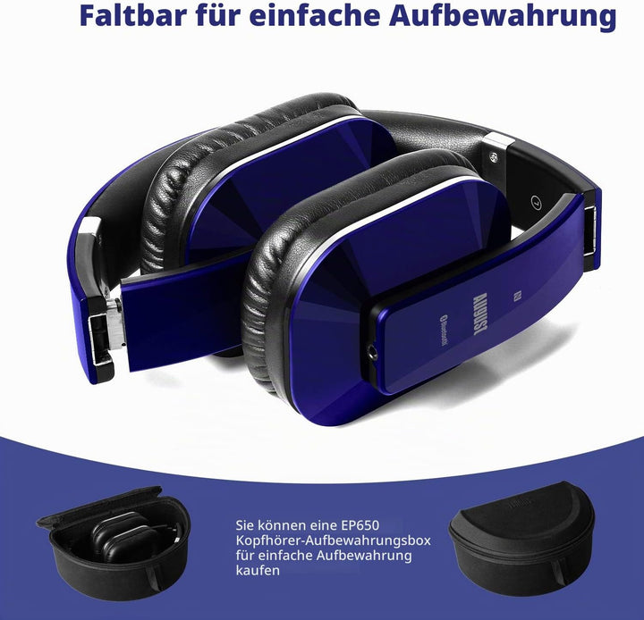 August EP650 - Bluetooth Kopfhörer v4.2 NFC mit aptX Low Latency - Stereo Over Ear Headphones Audio