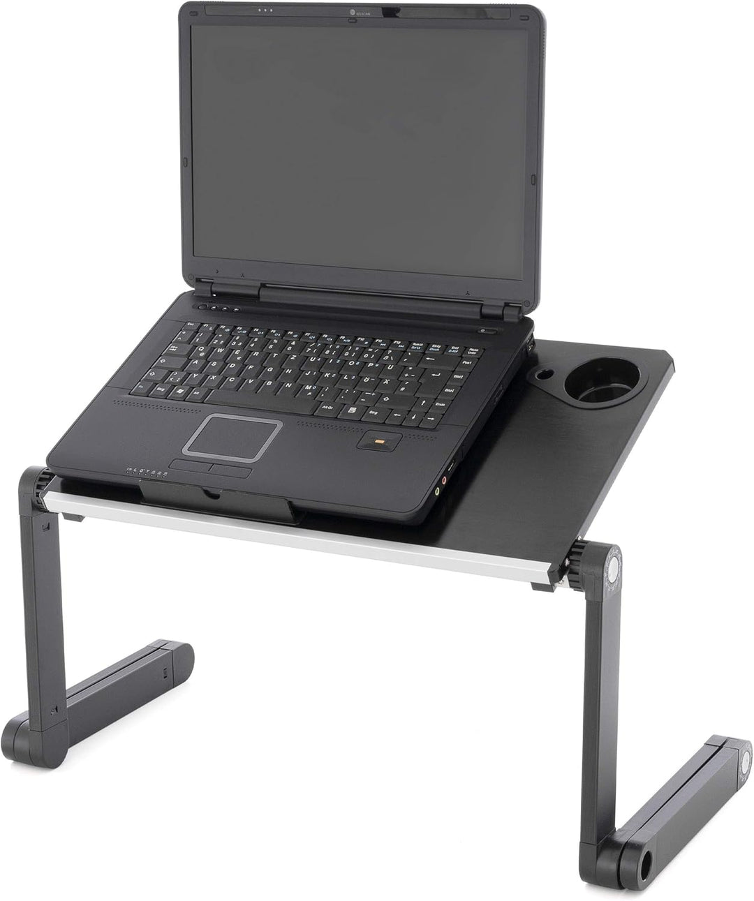 Laptoptisch Notebook-Ständer Aluminium-Legierung Platte 48x28cm Silber-schwarz Höhe und Neigungswink