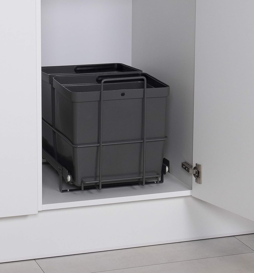 LM 79/2 Einbau Mülleimer ausziehbar mit 2x16L Abfalleimer Korbauszug anthrazitfarben 33,2x48x35,5 cm