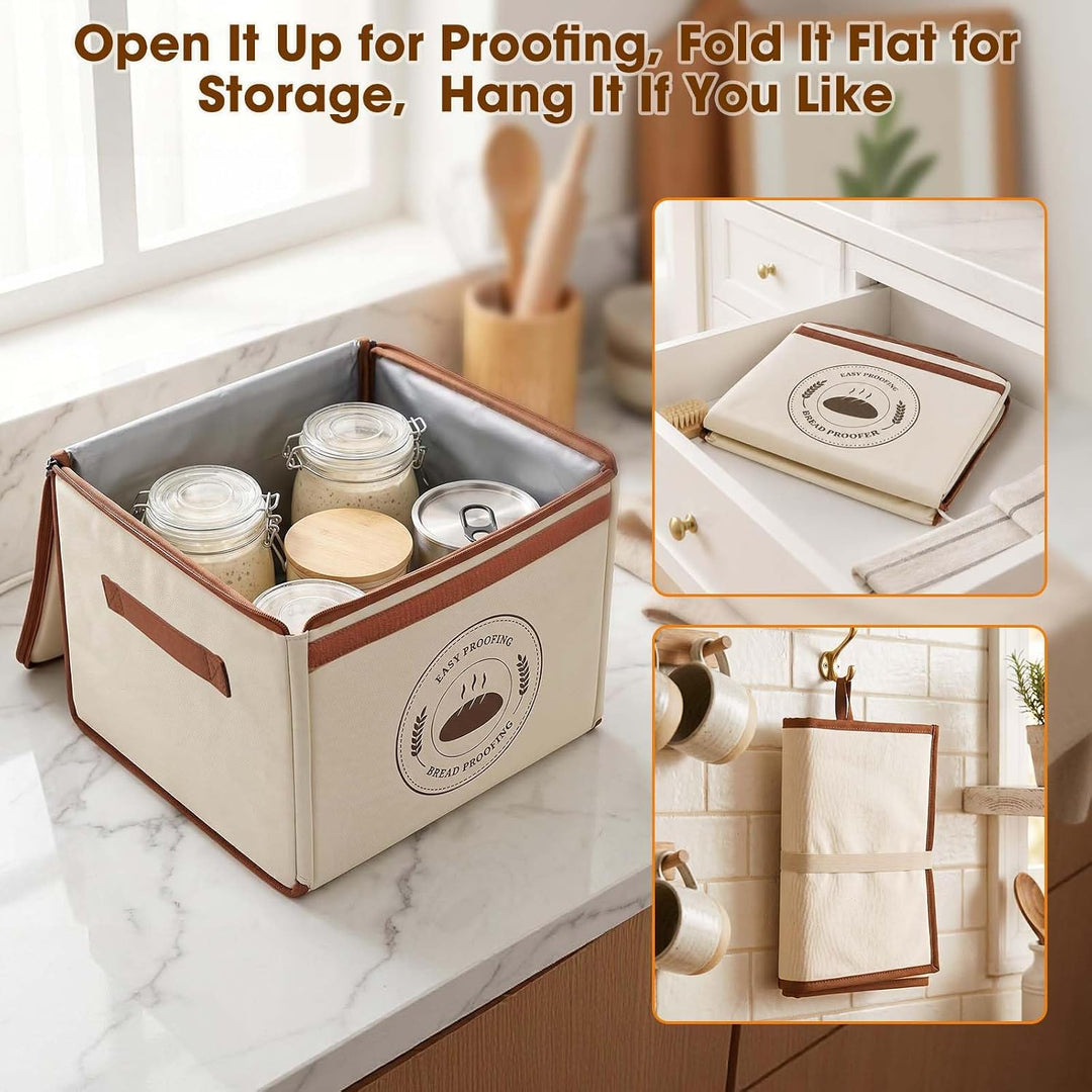 MQFORU Faltbare Gärbox mit 21–50°C Temperaturregelung & 24h-Timer, Teiggärbox mit Metallregal Hygrom
