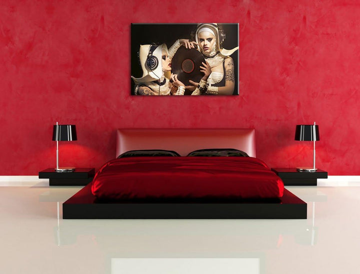 Mysteriöse DJ Frauen, Format: 100x70 auf Leinwand, XXL riesige Bilder fertig gerahmt mit Keilrahmen,