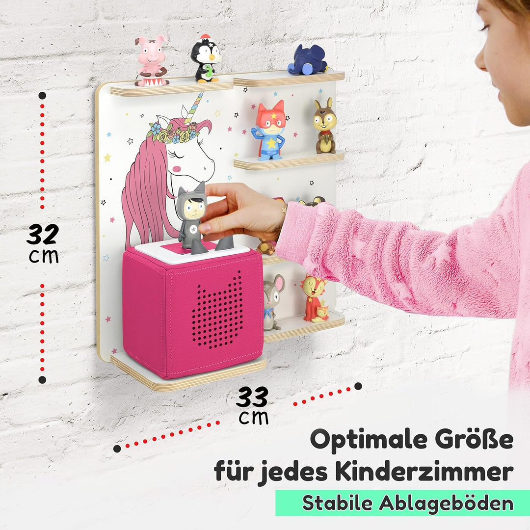 stadtecken Holzregal für Musikbox – Passend für Toniebox & ca. 30 Tonies | Perfekte Aufbewahrung für