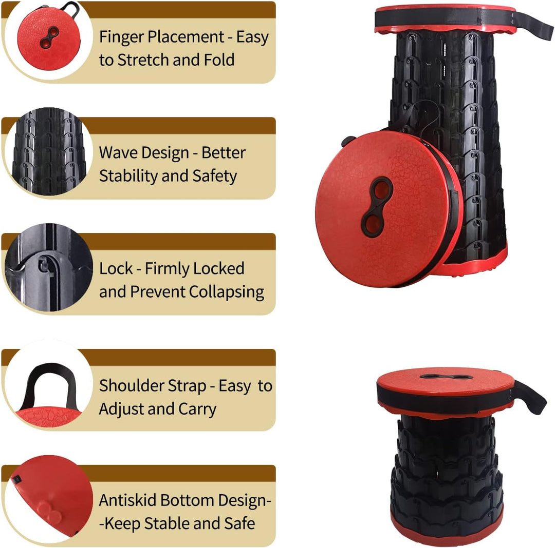 Teleskopischer Tragbarer Klapphocker Faltbarer, Rot Outdoor Campinghocker Hocker Belastung 397 Lbs f
