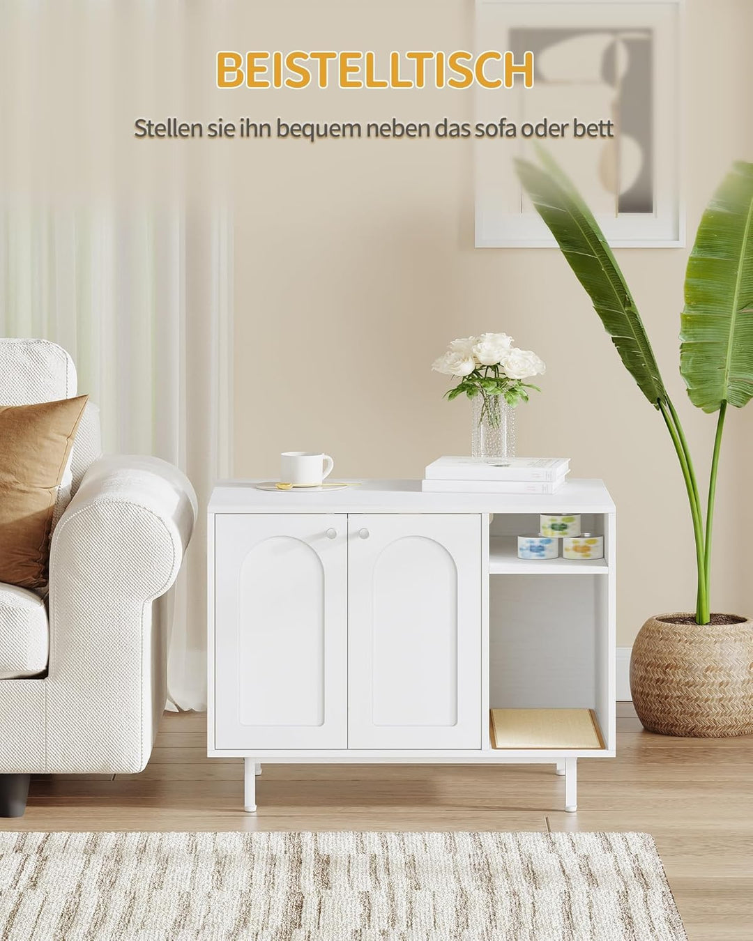 Hzuaneri Katzenschrank, Katzentoilette, Katzenklo Schrank, Katzenhaus mit Tür und separater Trennwan