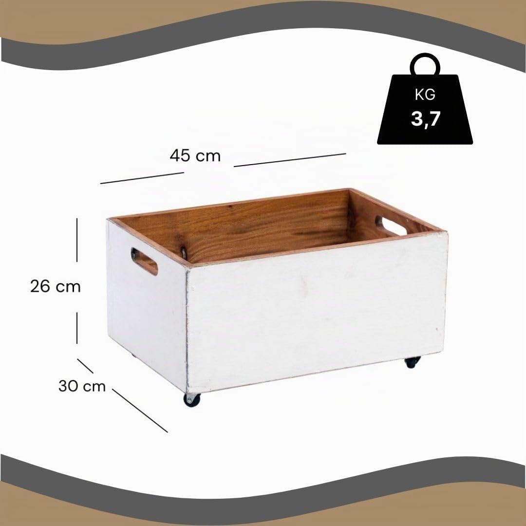 DESIGN DELIGHTS ROLLBARE HOLZKISTE Box | 26x45x30 cm (HxBxT), Recyclingholz | Aufbewahrungskiste, Ho