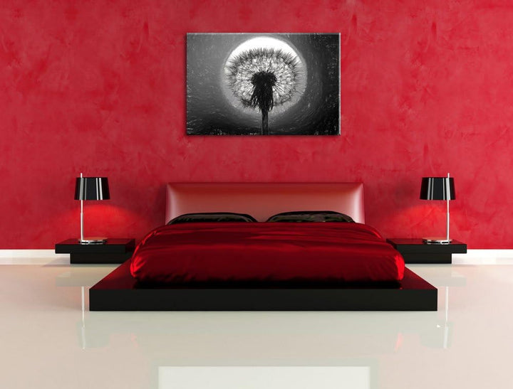 Pixxprint Pusteblume abends als Leinwandbild/Grösse: 100x70 cm/Wandbild/Kunstdruck/fertig bespannt,