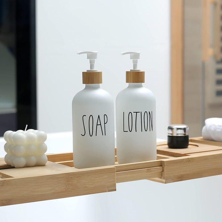 MOMEEMO Weisser Seifenspender Badezimmer Set, Badezimmer Seifenspender Set mit Glas Seifenspender, B
