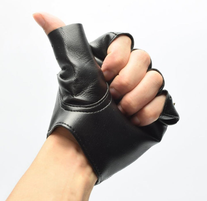 BLESSUME Steampunk Handschuhe Fingerlose Unisex Schwarz
