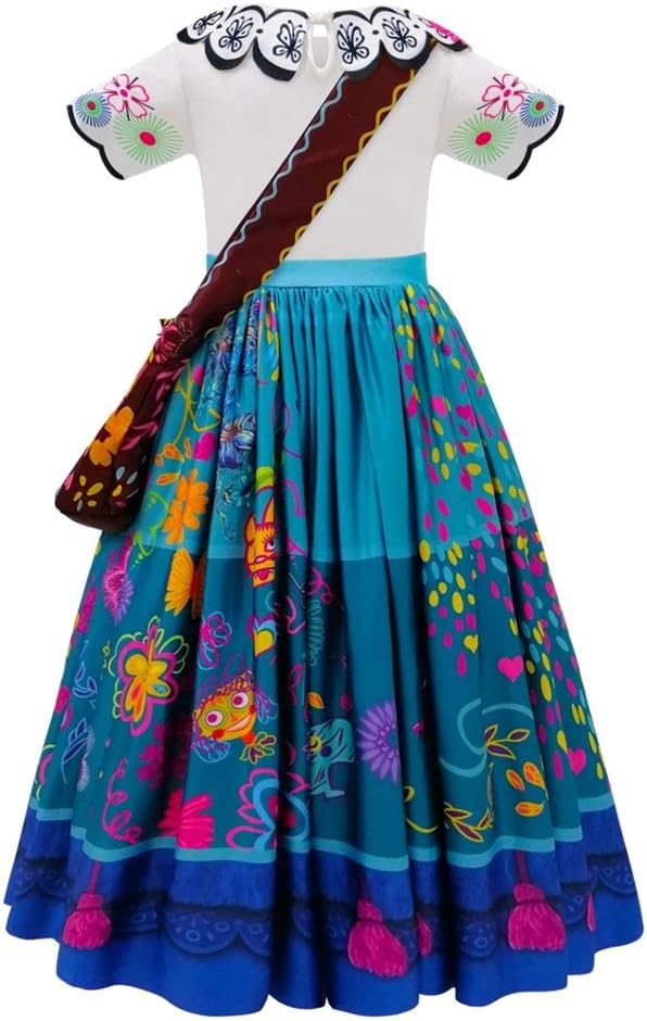 Lito Angels Encanto Mirabel Kleid Kostüm Verkleidung mit Tasche, Brille Grün und Perücke für Kinder