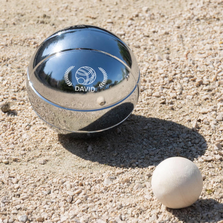 Wanapix|Pétanque-Kugeln | Geschenk| 3 Kugeln+Tasche |Namen Text Personalisieren Metall Lorbeerkranz,