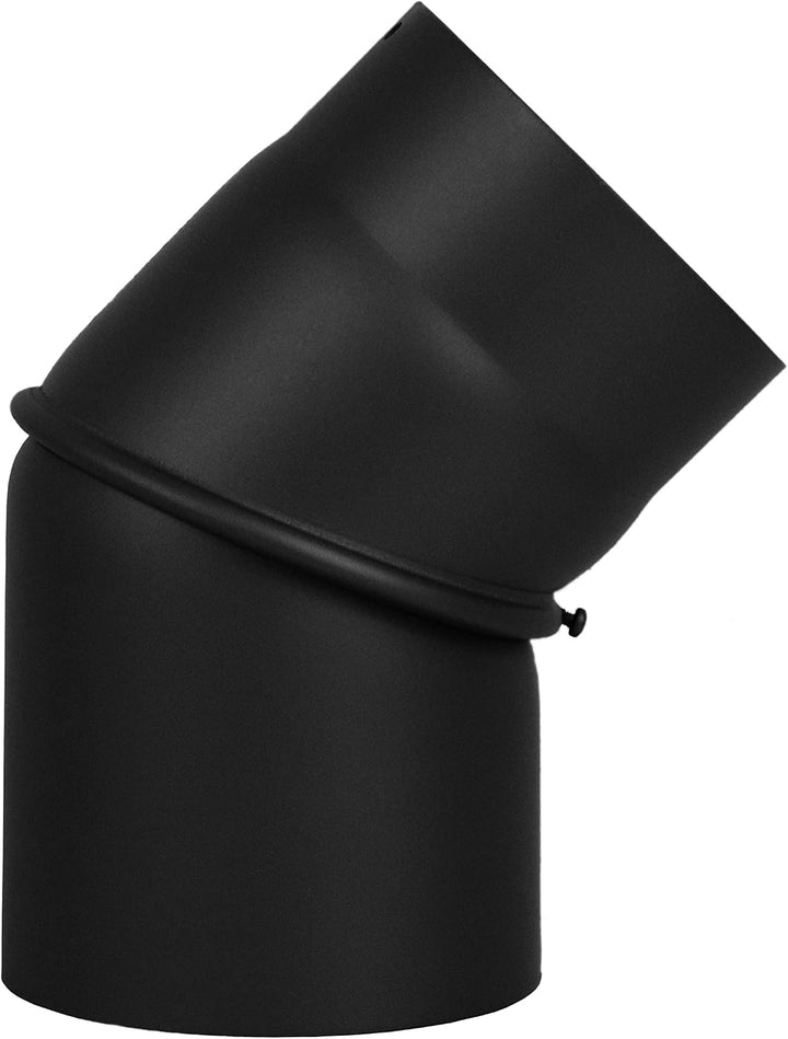 LANZZAS Ofenrohr Bogen 0-45° Grad verstellbar, im Durchmesser, DN Ø 150 mm, Farbe: schwarz-metallic