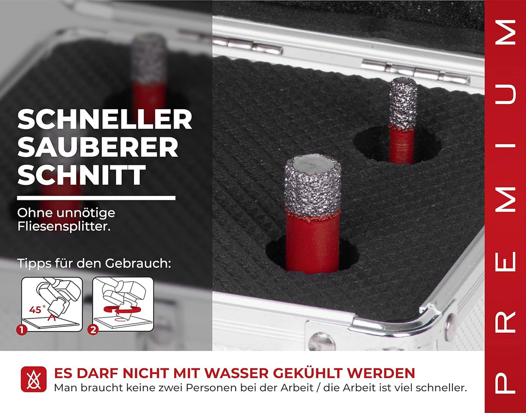 Diamant bohrkrone für fliesen/feinsteinzeug | PREMIUM bohrkronen für winkelschleifer flex M14 | 6-8-