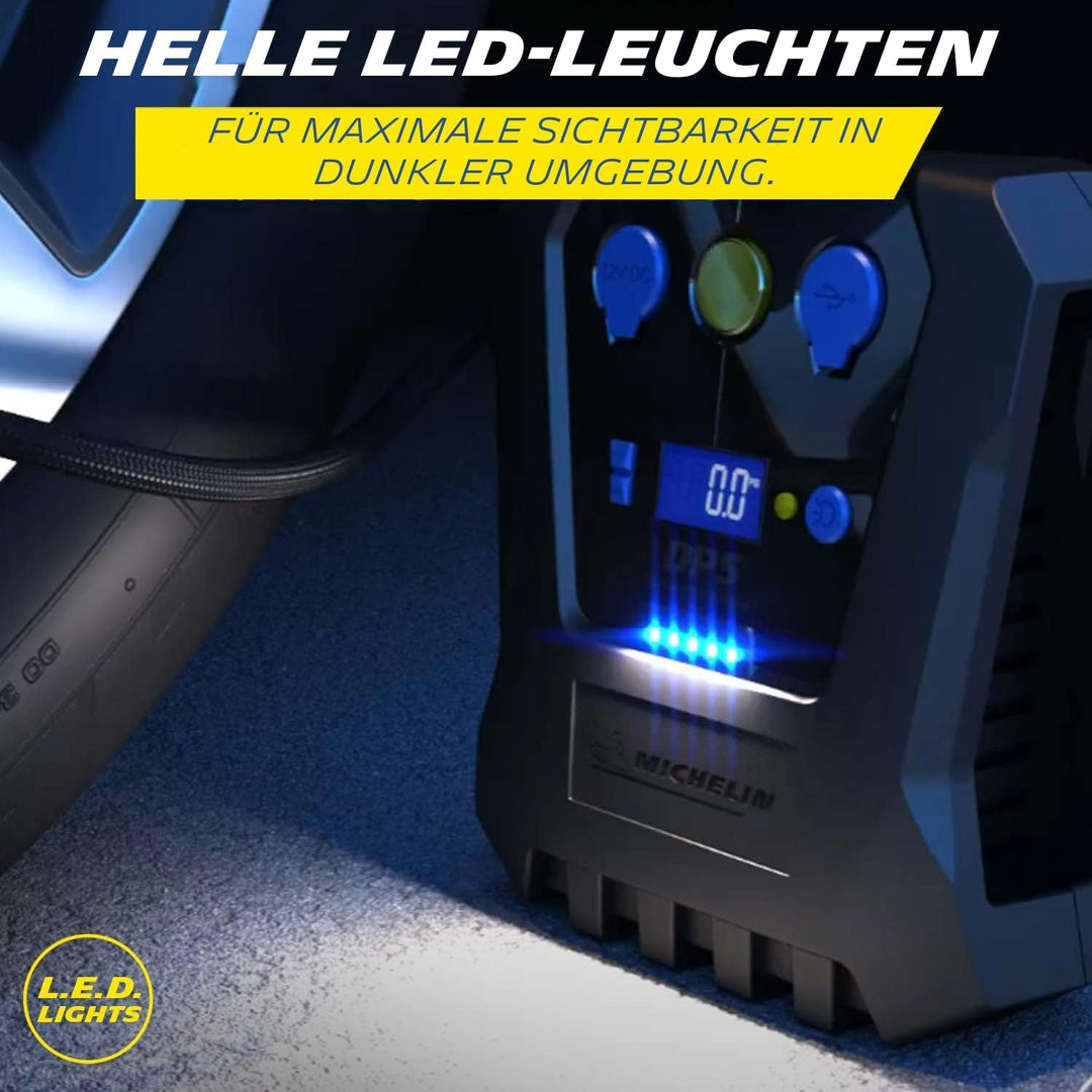 MICHELIN 62003 Luftkompressor 12v fürs Auto | Programmierbar und Digital | Reifendruck Luft Kompress