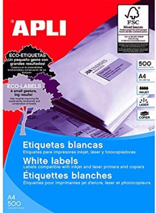 APLI 10563 Box 500 Blätter Etiketten polyvalent 105 x 48 mm, weiss 105 x 48 mm 500 Blatt, 105 x 48 m