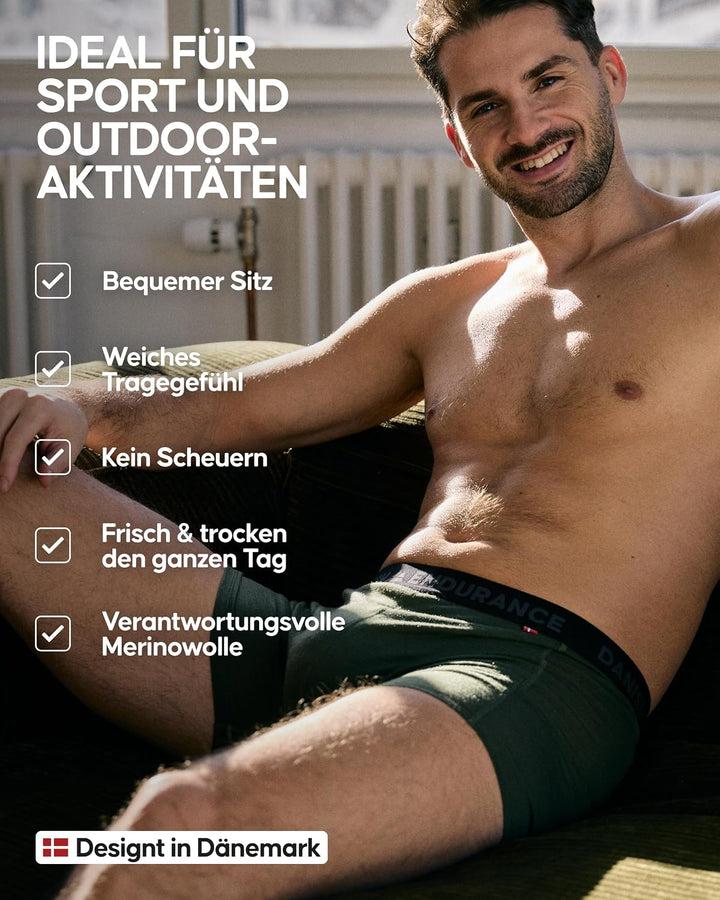 DANISH ENDURANCE Merino Boxershorts Herren (1er Pack), Merino Unterwäsche Herren, Sport &amp; Outdoor, G