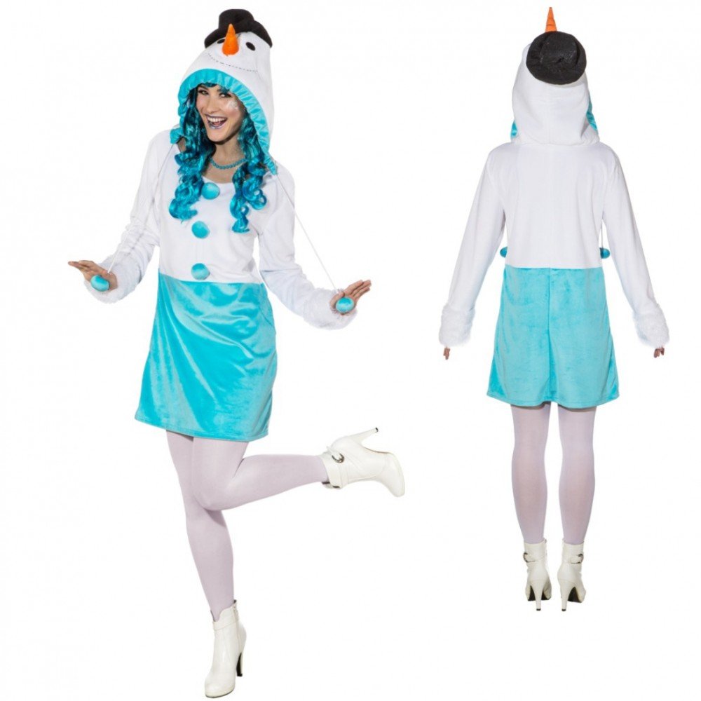 Kostüm Schneefrau "Olafine" Gr. 34- 44 Kleid blau-weiss Schneemann Winter (38/40)