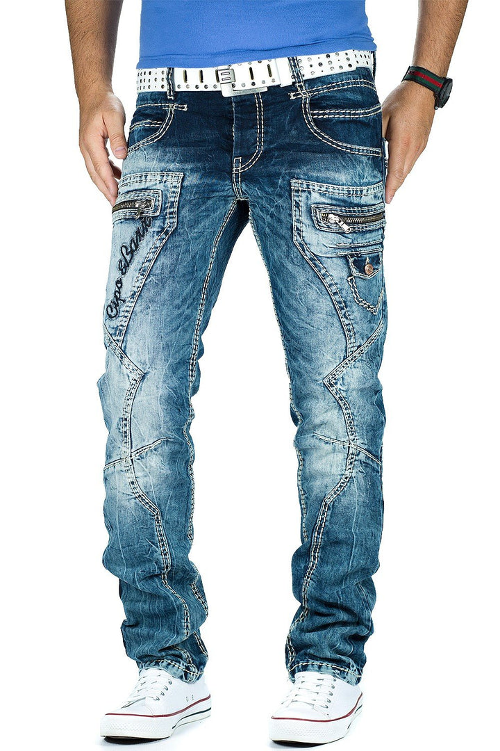 Cipo & Baxx Herren Jeans Dicke Naht Streetwear 28W / 30L Blau - 38, 28W / 30L Blau - 38