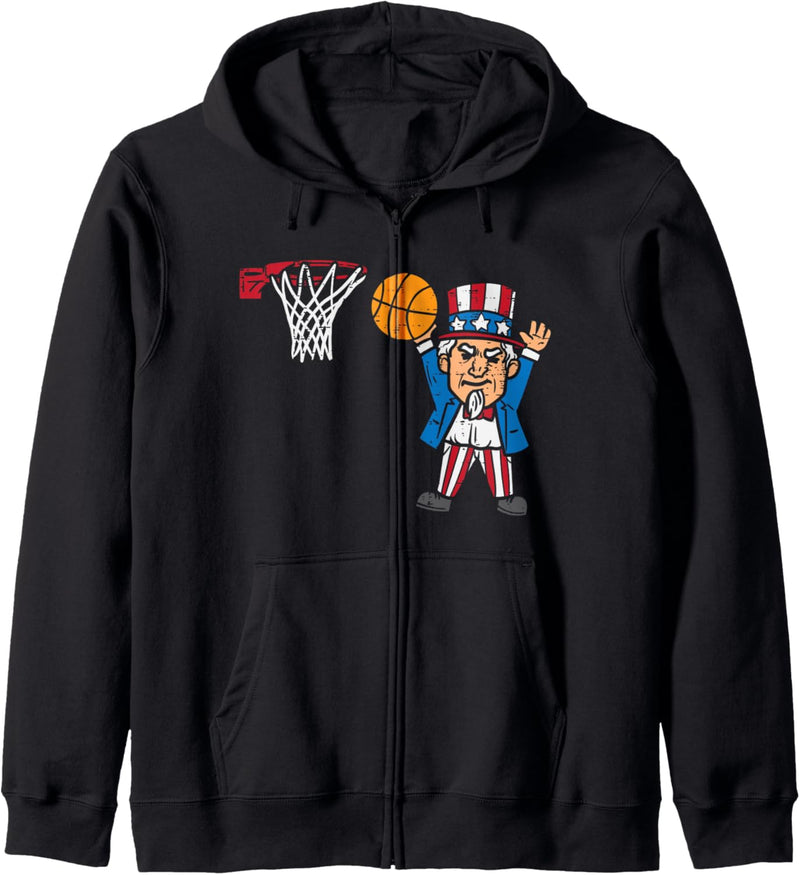 Basketball Uncle Sam Funny Sports 4th Of July Fourth Boys Kapuzenjacke