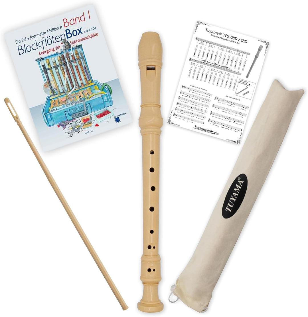 Starter-Bundle mit Tuyama TFS-08D Blockflöte (deutsches Griffsystem) sowie Blockflötenbox Band 1 - I