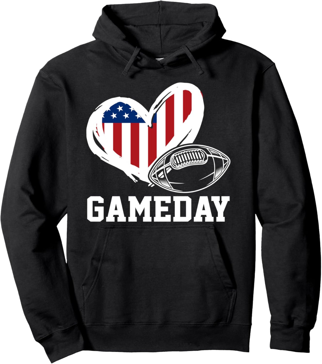 Gameday American Flag Football Player Pullover Hoodie