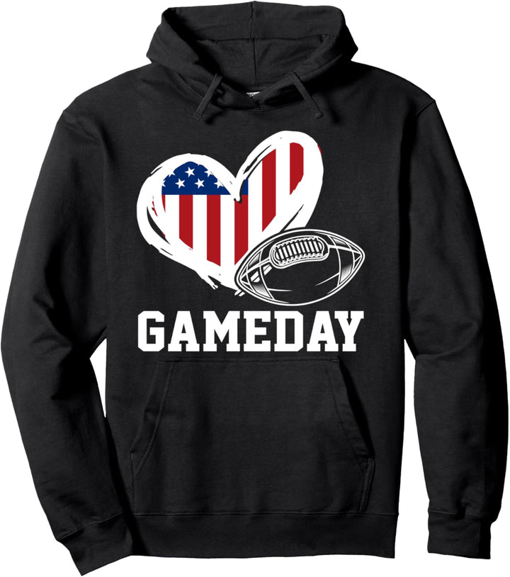 Gameday American Flag Football Player Pullover Hoodie