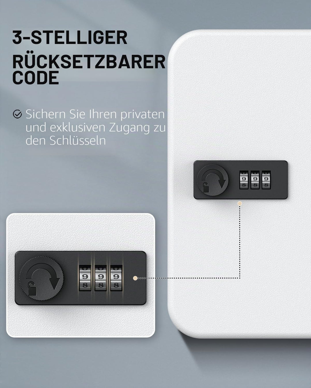 Uniclife Schlüsselschrank mit 20 Positionen und Zahlenschloss, zurücksetzbar, digitales Aufbewahrung