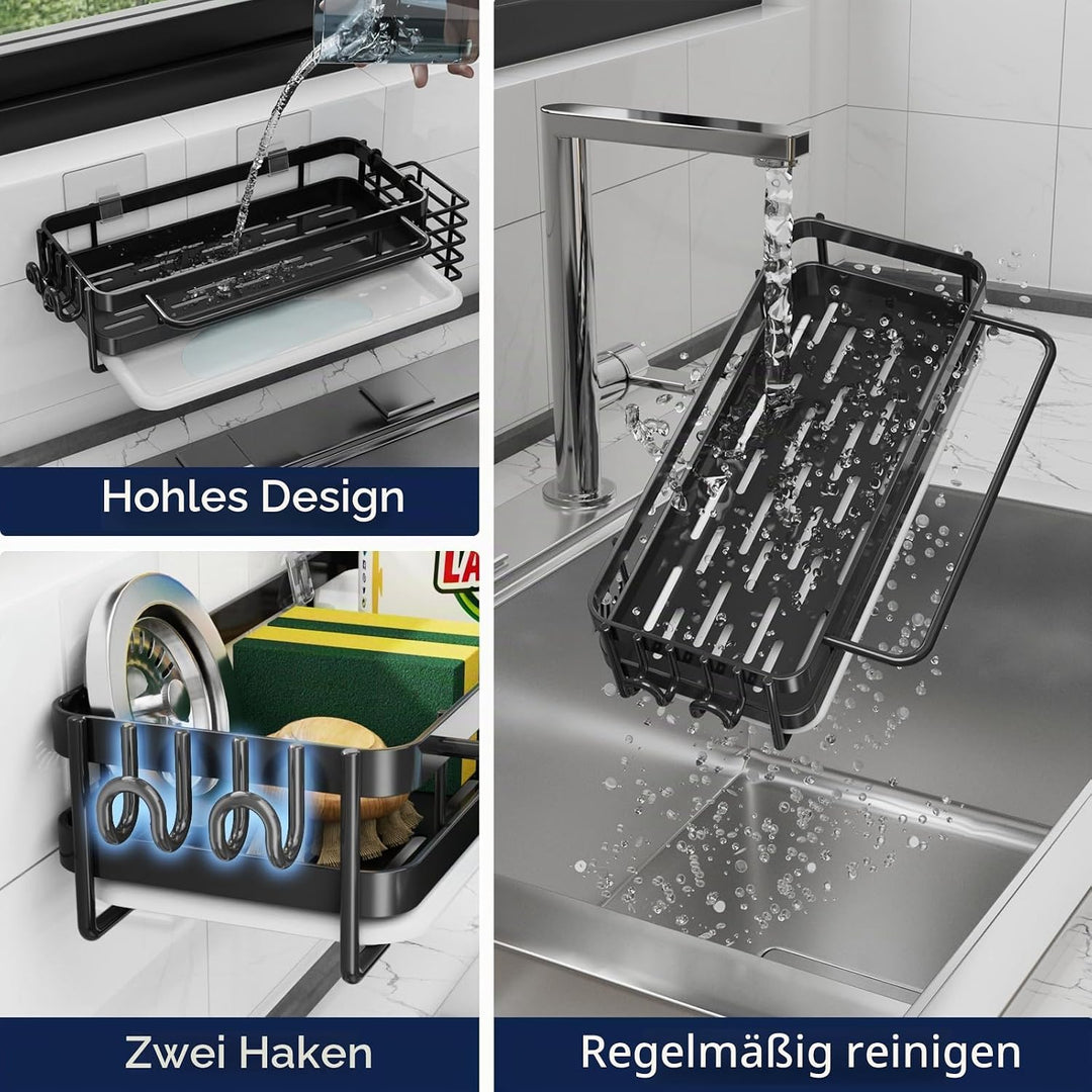 Küche Spülbecken Organizer Wand, Spüle Organizer mit Abflusspfanne/Lappenhalter, Waschbecken Organiz