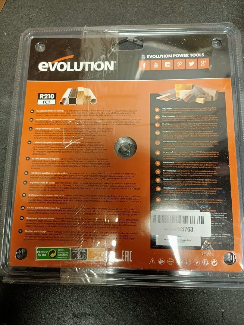 Evolution Elektrowerkzeuge - RAGE Mehrzweck-Sageblatt 210 mm mit Wolframkarbidbeschichtung, 210 mm