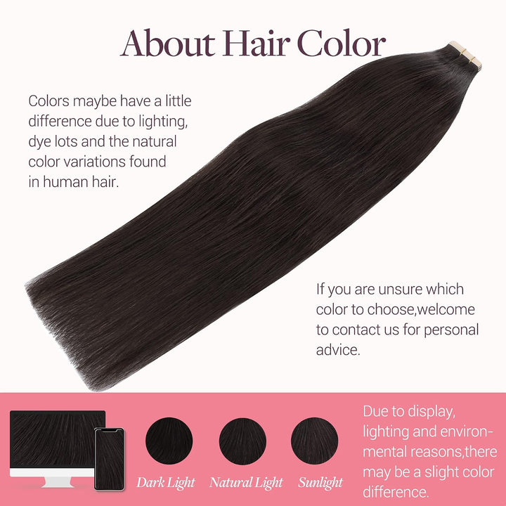 GOO GOO Tape in Extensions Echthaar, Tape Extensions Echthaar, 60cm 50g 20pcs, Extensions Echthaar,