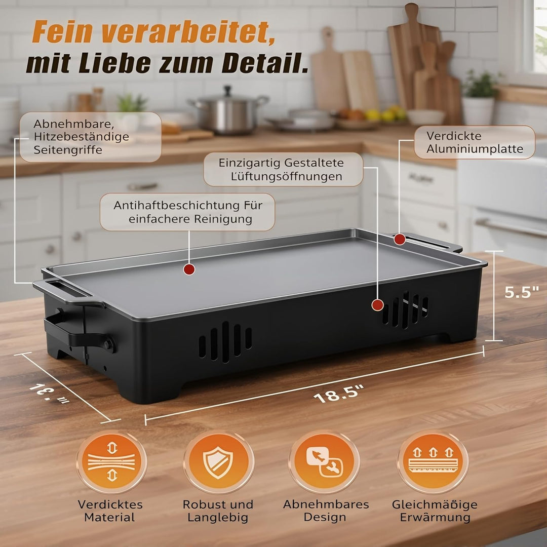 BBQ Warmhalteplatte - Warmhaltebehälter für Essen & Grillgut – Aluminium Grill-Heizplatte Antihaft,