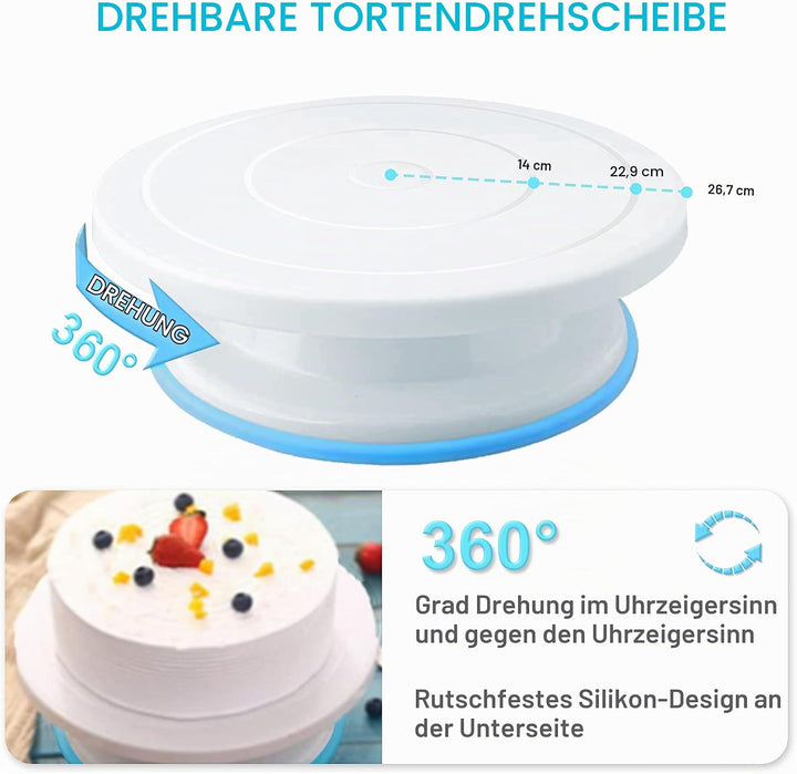 Torten Zubehör, Backzubehör, Tortenplatte Drehbar, Backset, Tortendrehteller, Spritztüllen Set, Tort