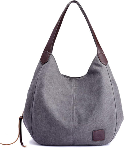 PORRASSO Damen Handtasche Canvas Hobo Schultertasche Mädchen Tote Bag Shopper Henkeltasche für Schul