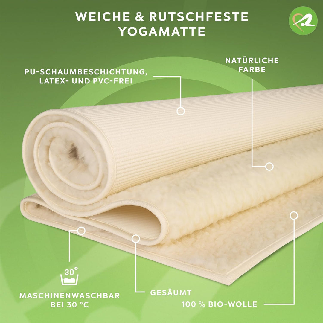 Bausinger Yogamatte Basic Bio 16mm, umsäumt, 90x200 cm, natur