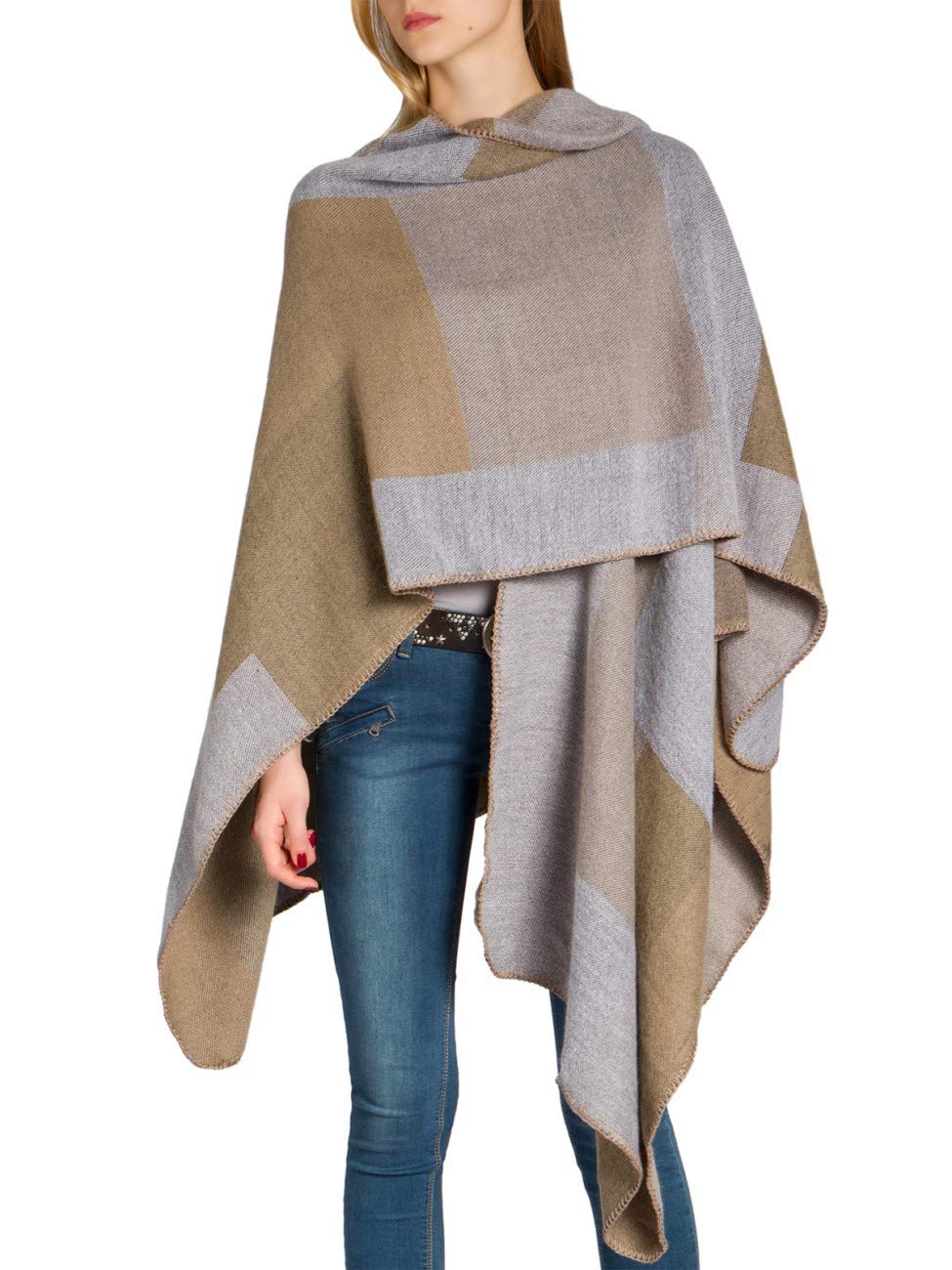 Caspar PON008 Damen Poncho Einheitsgrösse braun, Einheitsgrösse braun