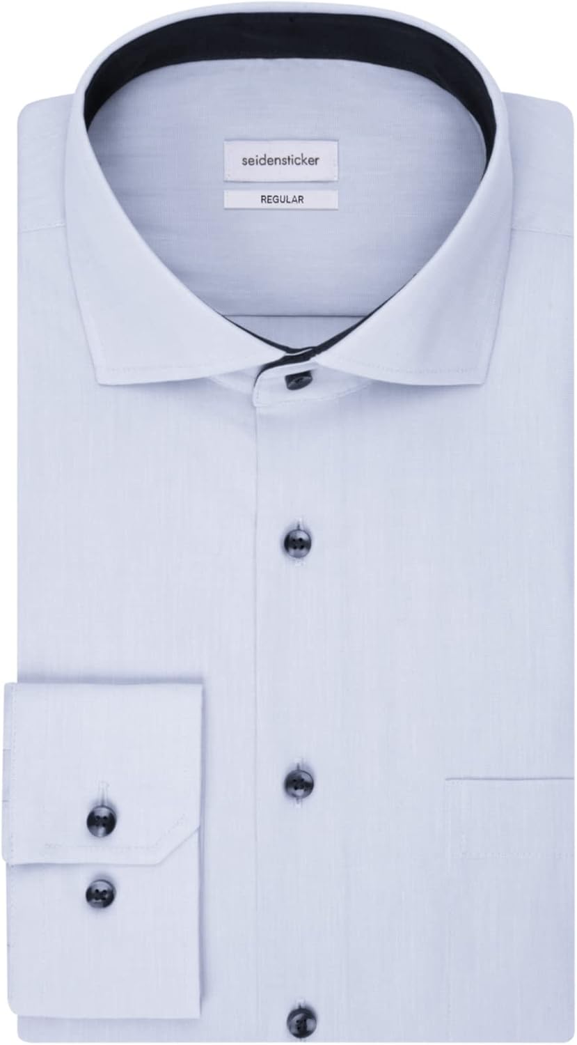 Seidensticker Herren Regular Fit Langarm Popeline Hemd, 40 Hellblau