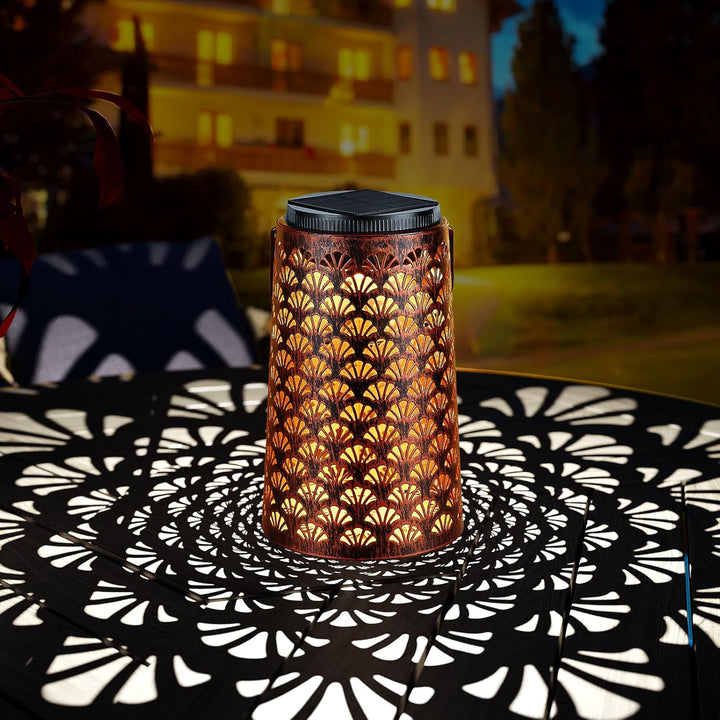 JSOT 4 Stück Solarlaterne LED Solarlampen für Aussen Gartendeko Metall Solar Laterne Hängend Outdoor