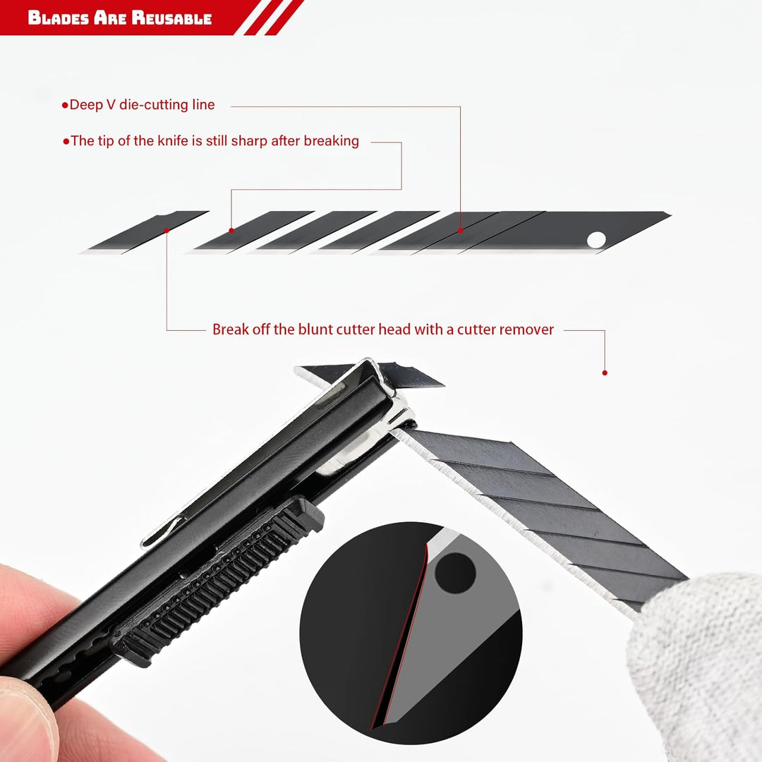 EHDIS Kit Cuttermesser mit Kingen von einem Rostschutz-Ölfilm beschichtet - 3 Stück Cuttermesser 9mm