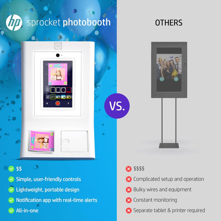 HP Sprocket Fotobox-Maschine Sofort-Farb-Fotodrucker (Weiss) Geschenk-Paket + Zink-Papier (100 Blätt