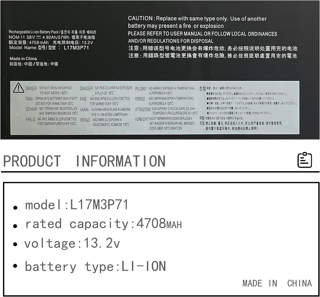 WYGUO L17L3P71 L17M3P71 01AV478 SB10K97620 01AV479 SB10K97621 L17M3P72 01AV480 SB10K97622 Laptop Bat