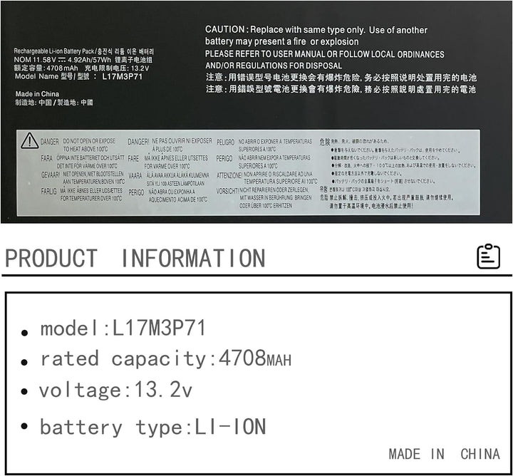 WYGUO L17L3P71 L17M3P71 01AV478 SB10K97620 01AV479 SB10K97621 L17M3P72 01AV480 SB10K97622 Laptop Bat